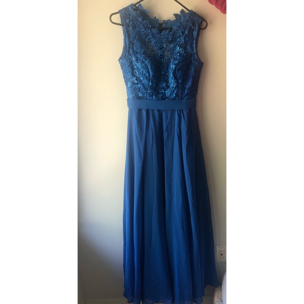 Custom Hand-Made Long Blue Gown/Prom Dress